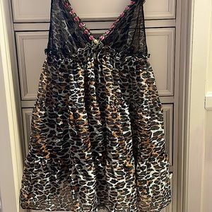 Betsy Johnson Leopard, Ruffled Intimates and Sleepwear Dress